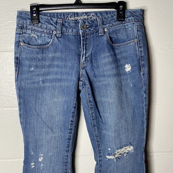 American Eagle Y2K  Real Flare Jeans Womens Sz 6 Low Rise 2000s Distressed - Picture 3 of 12
